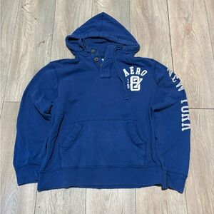 Vintage Men’s Aeropostale Blue Hoodie Baggy Size Large Y2K